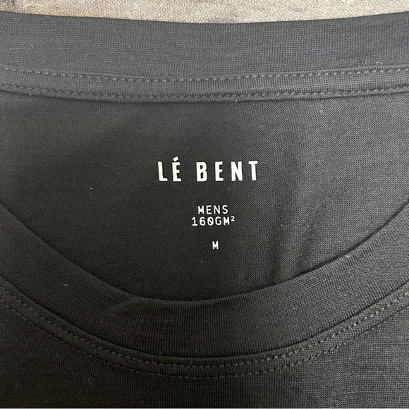 Le Bent Black White Ultralight Logo Print Short Sleeve Wool Bamboo T Shirt NWT - Picture 3 of 7